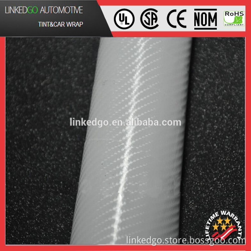 Good Stretchability 4D White carbon fiber Vinyl Sticker 1.52*30M Decal roll Car Cover